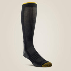 High Performance Mid Calf Tek Work Sock 2 Pair Pack Men / Women - BLACK