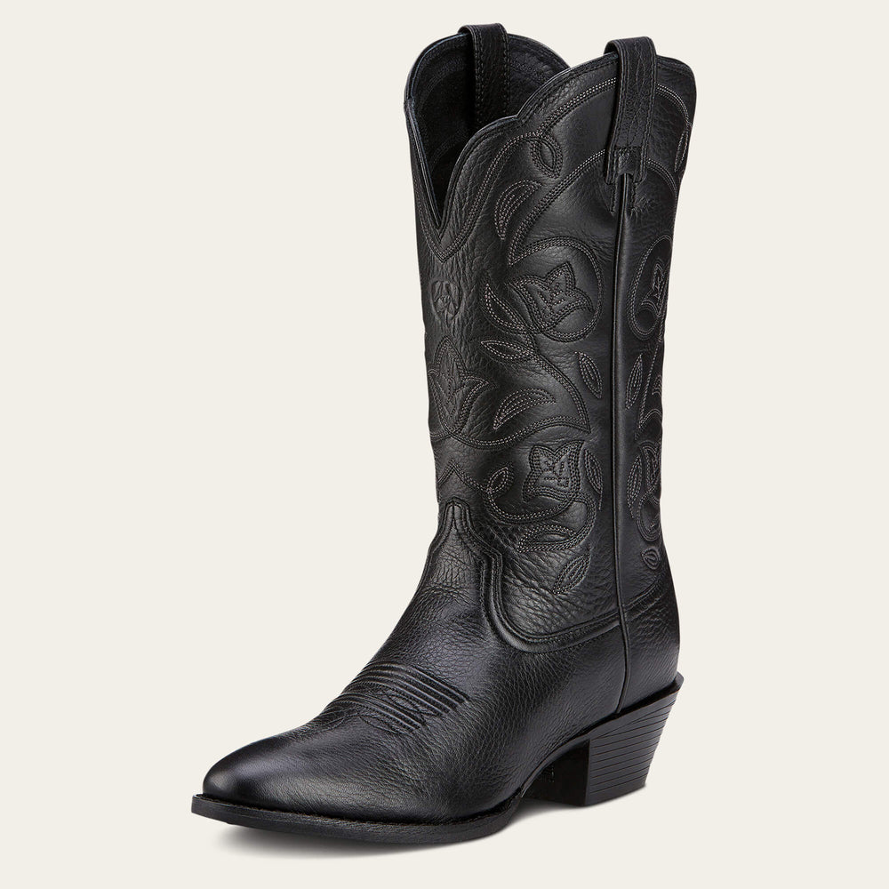 Heritage R Toe Western Boot Women - BLACK DEERTAN