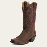 Round Up Square Toe Western Boot Women - POWDER BROWN