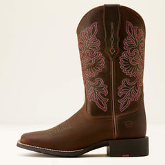 Round Up StretchFit Wide Square Toe Western Boot Women - SASSY BROWN