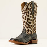 Frontier Farrah Wide Square Toe Western Boot Women - MIDNIGHT CROC PRINT/GILDED LEOPARD HAIR ON