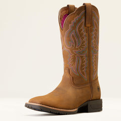 Hybrid Ranchwork Wide Square Toe Western Boot Women - DISTRESSED TAN
