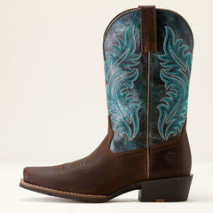 Round Up Narrow Cutter Toe Western Boot Women - SASSY BROWN/OCEAN WAVE