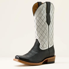 Futurity Denton Narrow Cutter Toe Western Boot Women - LITTLE BLACK DRESS/BRIGHT PEARL