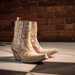 Jade X Toe Western Boot Women - DISTRESSED CREMA CROC PRINT