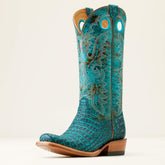 Futurity Boon Western Boot Women - TURQUOISE SUEDED CAIMAN BELLY/AMAZONITE