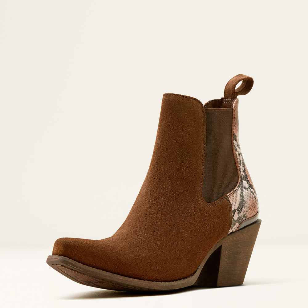 Bradley Western Boot Women - COFFEE SUEDE/DESERT SNAKE PRINT