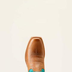 Futurity Colt Narrow Cutter Toe Western Boot Women - TAN PATINA/CENOTE BLUE