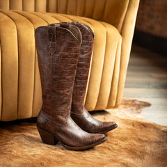 Casanova X Toe Western Boot Women - LUXE ESPRESSO CROC PRINT