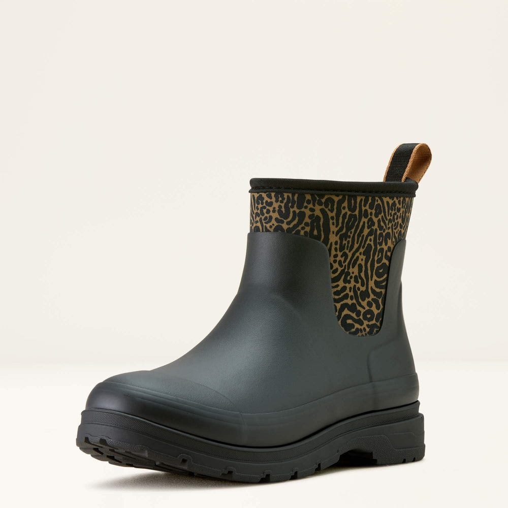 Kelmarsh Shortie Rubber Boot Women - BLACK/OCELOT PRINT