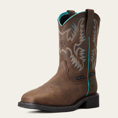 Krista Waterproof Steel Toe Work Boot Women - DARK BROWN
