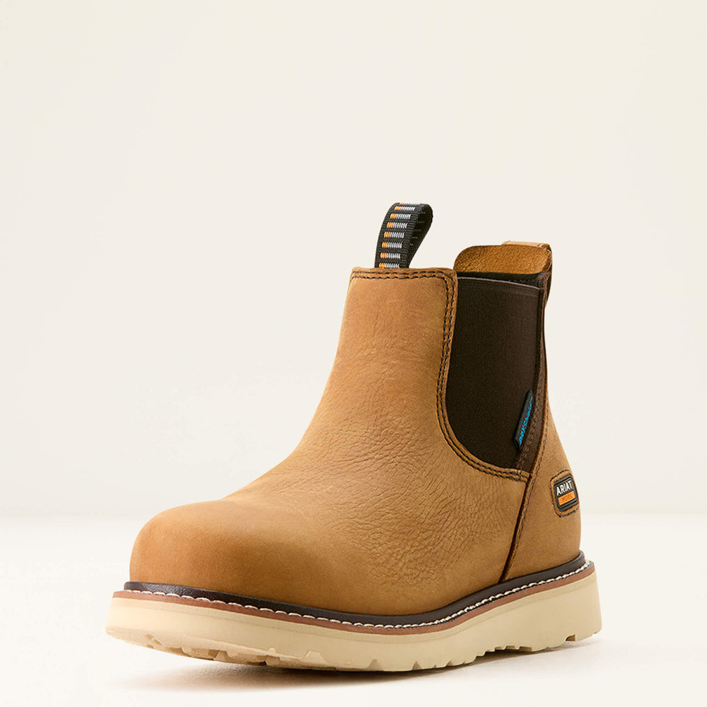 Rebar Wedge Chelsea Waterproof Work Boot Women - ANTIQUE BROWN