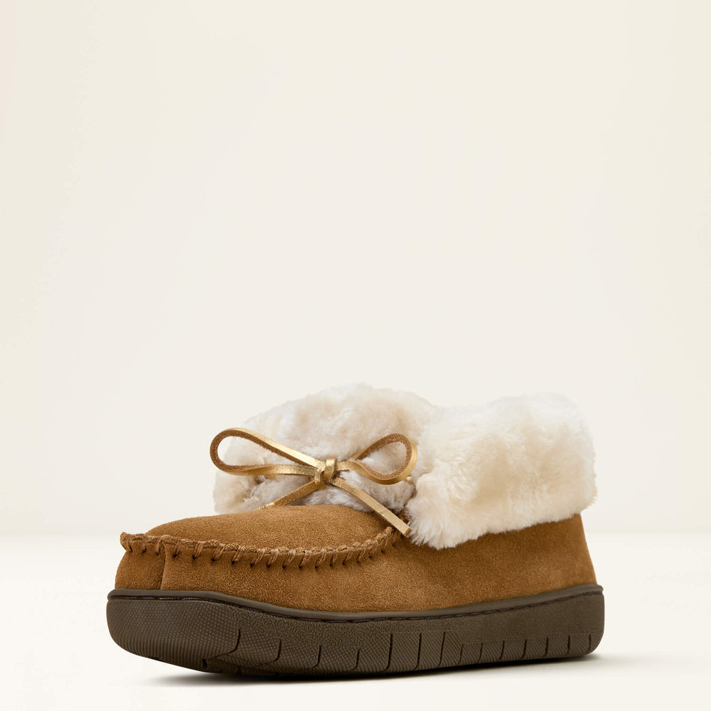 Moccasin Bootie Slipper Women - BROWN