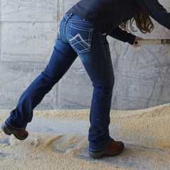 R.E.A.L. Mid Rise Stretch Whipstitch Boot Cut Jean Women - OCEAN