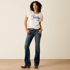 R.E.A.L. Mid Rise Stretch Whipstitch Boot Cut Jean Women - OCEAN