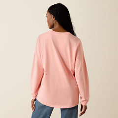 Canvas Oversized Long Sleeve T-Shirt Women - PEACH AMBER