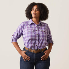 Rebar Made Tough DuraStretch Work Shirt Women - LAVENDAR PLAID