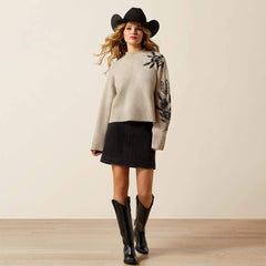 All In Embellished Sweater Women - OATMEAL HEATHER