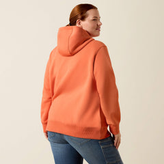Rebar Lightweight Logo 1/2 Zip Hoodie Women - LANGUNISTO HEATHER/TROPICAL PEACH