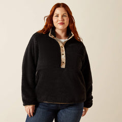Berber Snap Front Sweatshirt Women - BLACK