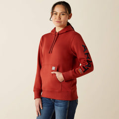 Rebar Graphic Hoodie Women - BARN RED/NAVY