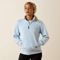 Rebar Lightweight Mock 1/2 Zip Sweatshirt Women - SUBDUED BLUE