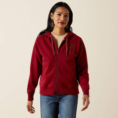 Stitched Full Zip Hoodie Women - BIKING RED