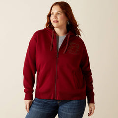 Stitched Full Zip Hoodie Women - BIKING RED