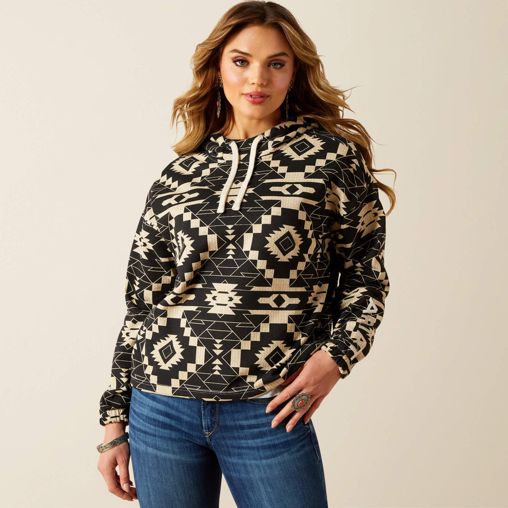 Essential Hoodie Women - BLACK SOUTHWEST PRINT