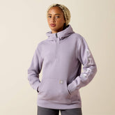 Rebar Lightweight Logo 1/2 Zip Hoodie Women - PURPLE ASH/THISTLE