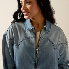 Cheyenne Denim Bomber Jacket Women - CANDY