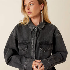 Lux Oversized Denim Jacket Women - MARBLE BLACK