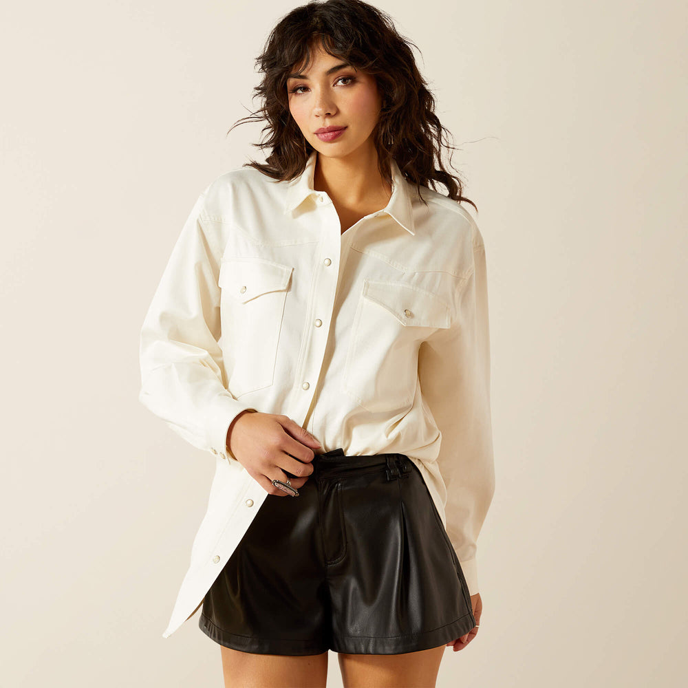 Mercantile Shirt Jacket Women - GARDENIA