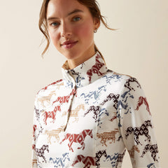 Lowell 3.0 1/4 Zip Baselayer Women - PAINTED PONIES PRINT