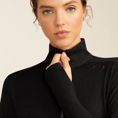 Cheviot 1/4 Zip Baselayer Women - BLACK