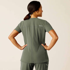 Clara 6 Pocket Scrub Top Women - OLIVE HEATHER