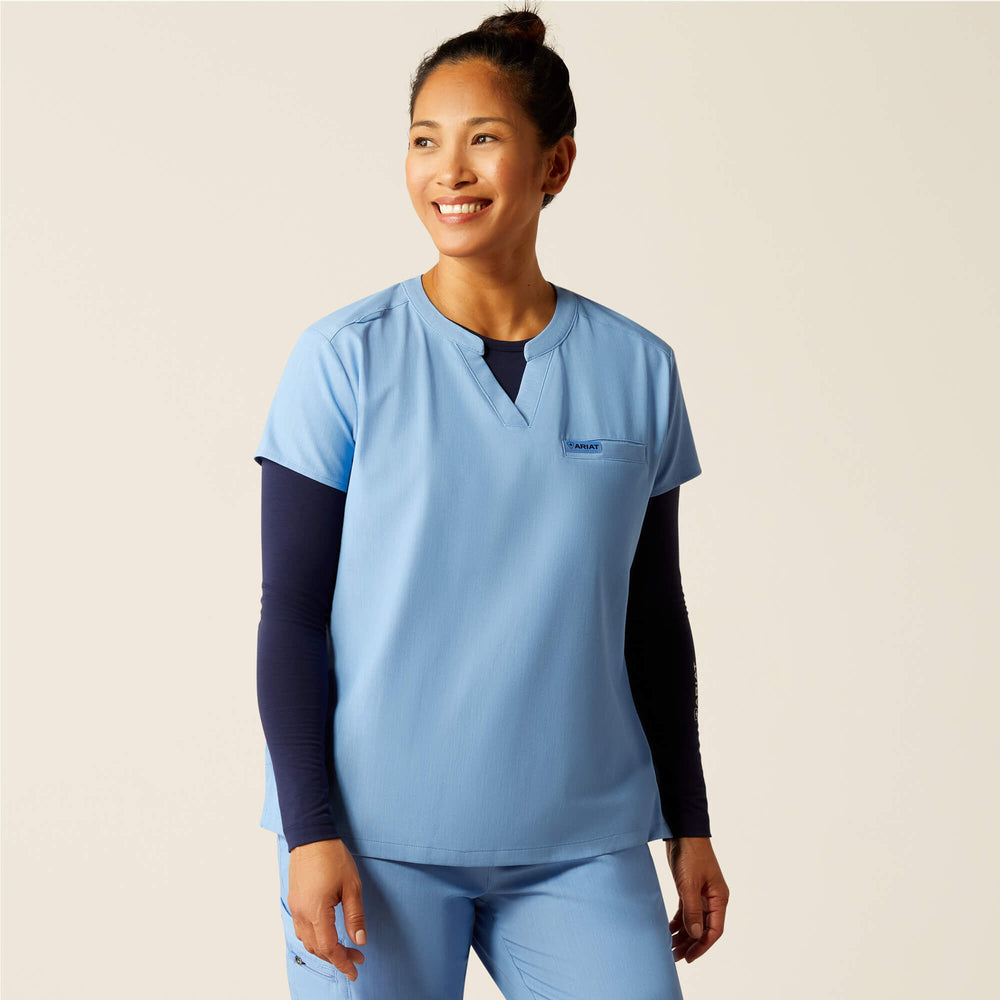 Eliza Fashion Scrub Top Women - LIGHT BLUE HEATHER