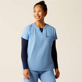 Eliza Fashion Scrub Top Women - LIGHT BLUE HEATHER