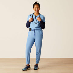 Eliza Fashion Scrub Top Women - LIGHT BLUE HEATHER