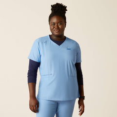 Clara 6 Pocket Scrub Top Women - LIGHT BLUE HEATHER