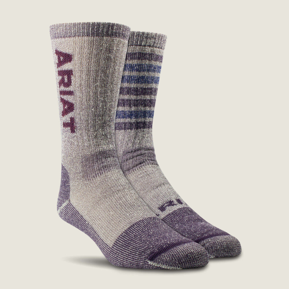 Midweight Merino Wool Blend Steel Toe Work Sock 2 Pair Multi Color Pack Women -