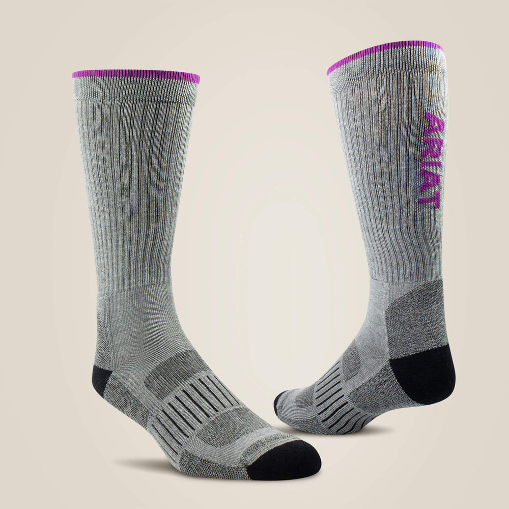 High Performance Crew Tek Work Sock 2 Pair Pack Women - GREY