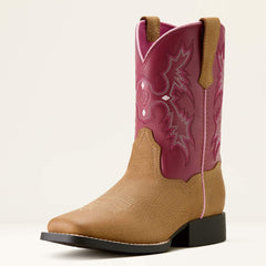 Tombstone Wide Square Toe Western Boot Kids - COTTAGE/ROSEBUD