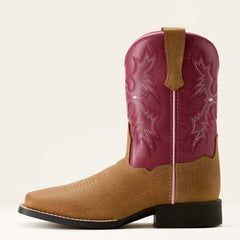 Tombstone Wide Square Toe Western Boot Kids - COTTAGE/ROSEBUD