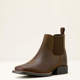 Booker Chelsea Wide Square Toe Western Boot Kids - DISTRESSED BROWN