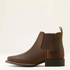 Booker Chelsea Wide Square Toe Western Boot Kids - DISTRESSED BROWN