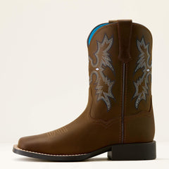 Tombstone Wide Square Toe Western Boot Kids - DISTRESSED BROWN