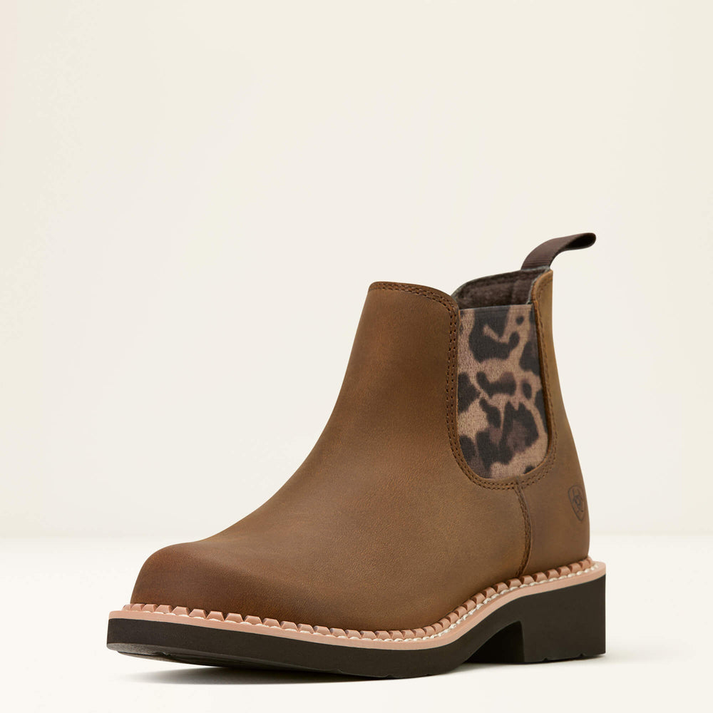 Fatbaby Chelsea Western Boot Kids - DISTRESSED BROWN/LEOPARD GORE