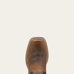 Tombstone Wide Square Toe Western Boot Kids - EARTH/BLACK
