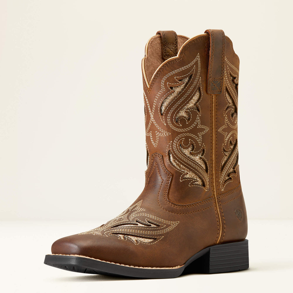 Round Up Bliss Western Boot Kids - SASSY BROWN